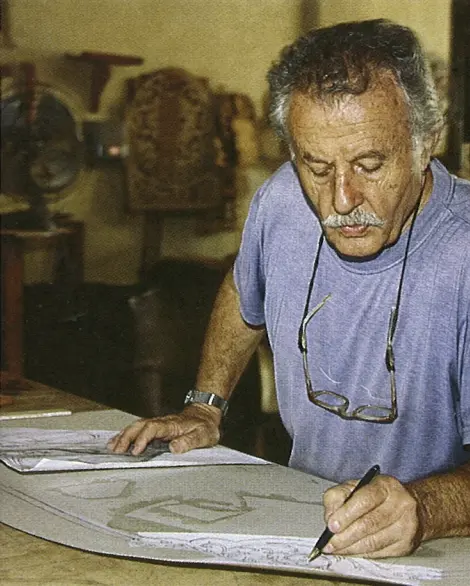 man tracing drawing